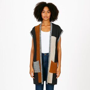 DG Simpli Zen Women's Multicolor Knit Open Cardigan Cozycore Vest Size Small
